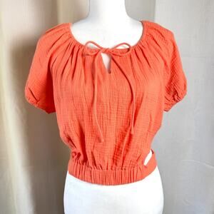 NWT Back Waist Tie Cropped Bubble Hem Blouse Top by And The Why Sexy Boho Summer